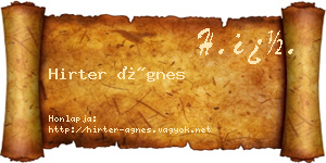 Hirter Ágnes névjegykártya